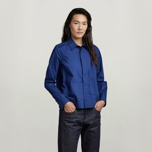 G-Star RAW Boxy Shirt Blue Manor Poplin Women's S Button Up NWT